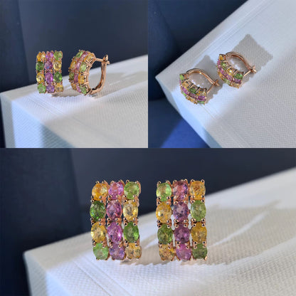 Multistone Gem Hoop Earrings
