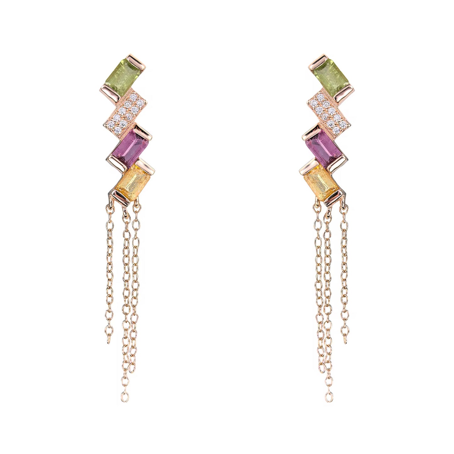 Tourmaline Trio Dangle Earrings