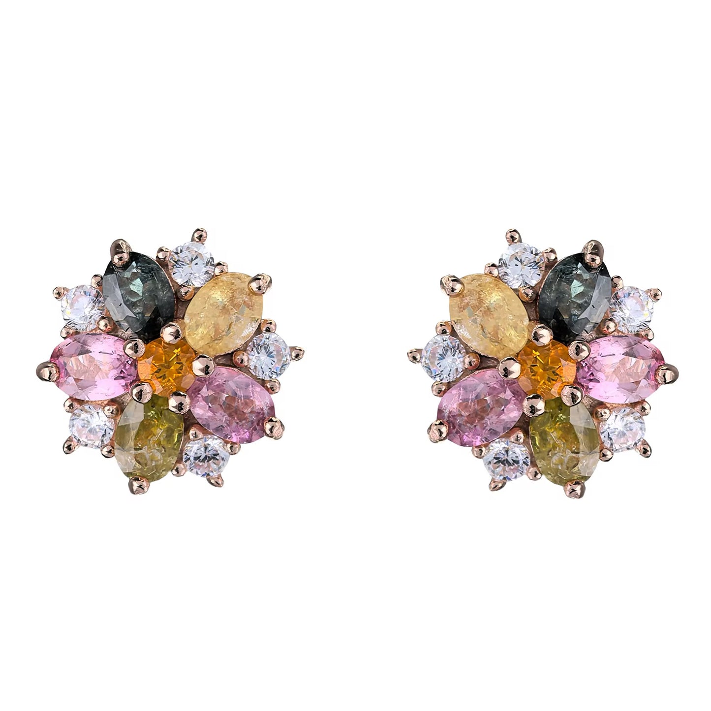 Tourmaline Blossom Stud Earrings (Full Bloom)