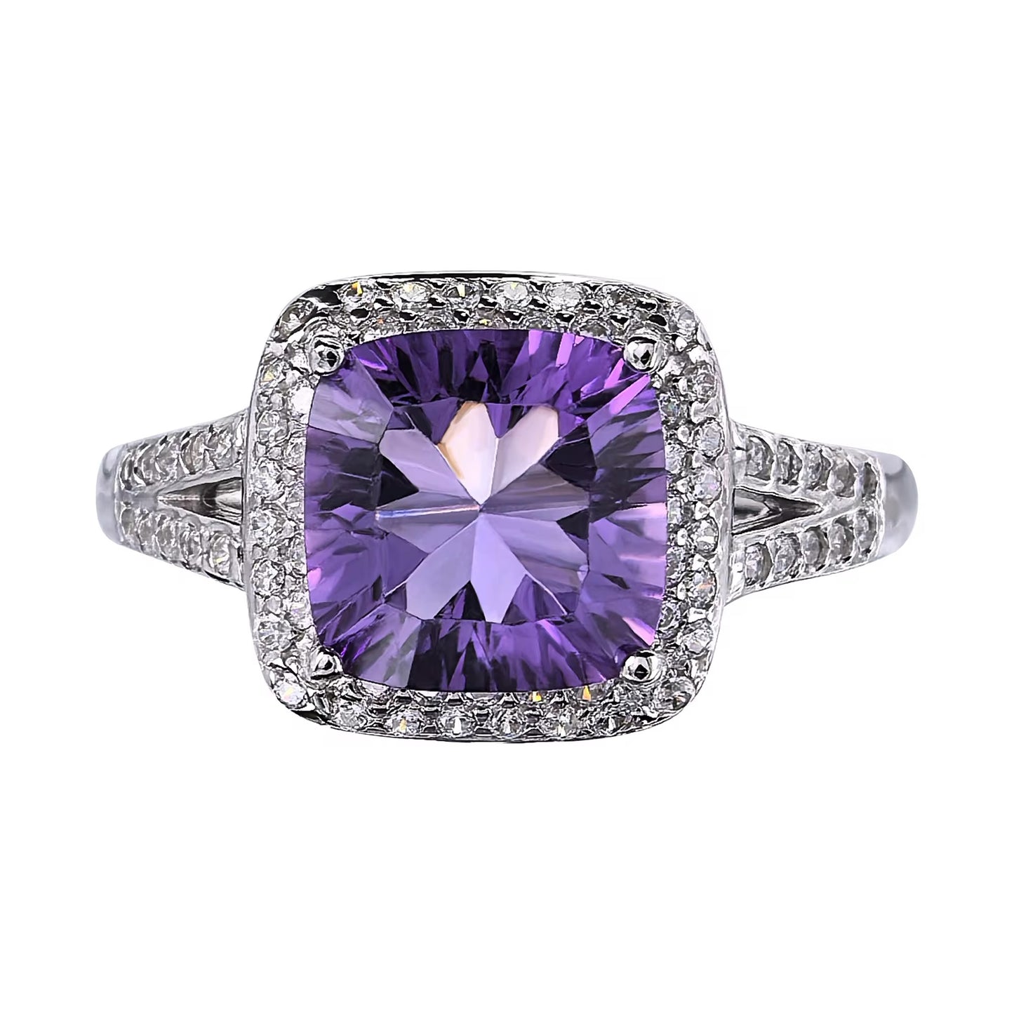 Amethyst Radiance Halo Ring