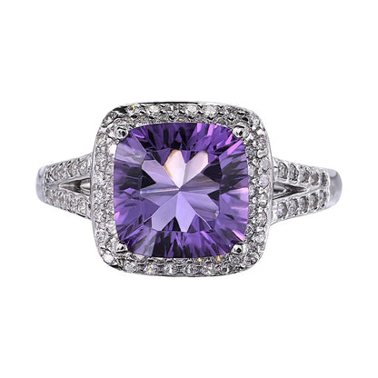 Amethyst Radiance Halo Ring