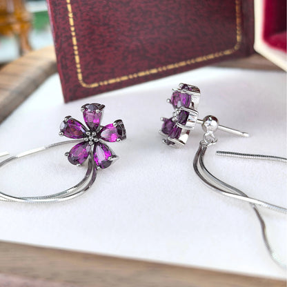 Garnet Flower Earrings