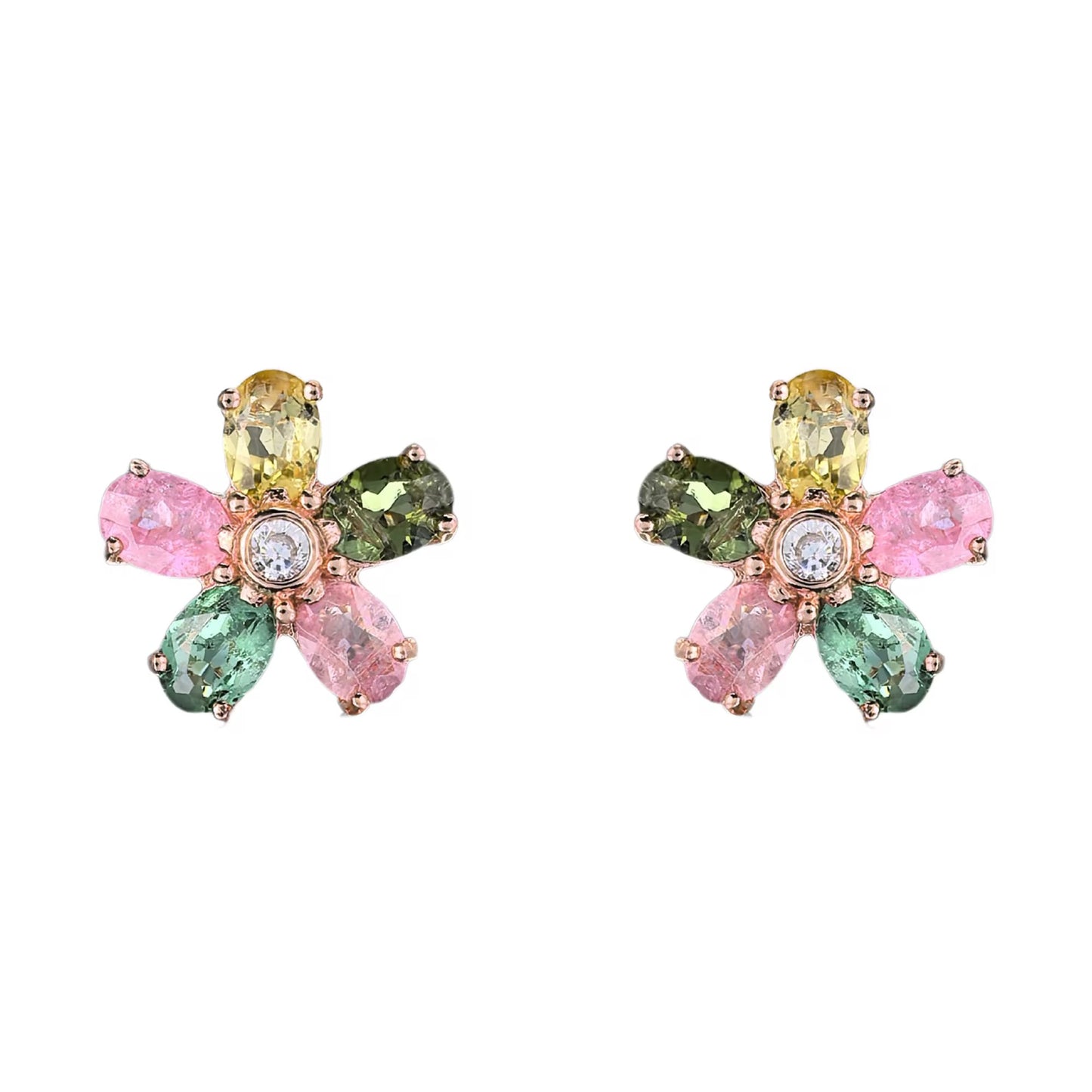 Tourmaline Blossom Stud Earrings (Classic)