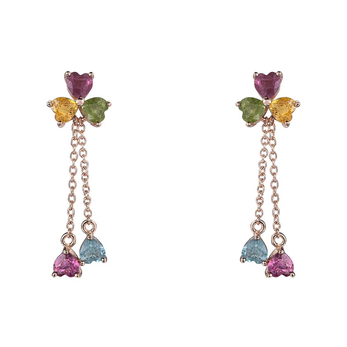 Tourmaline Clover Dangle Earrings