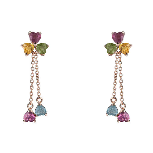 Tourmaline Clover Dangle Earrings