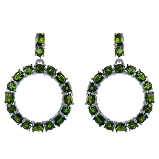 Diopside Circle Earrings