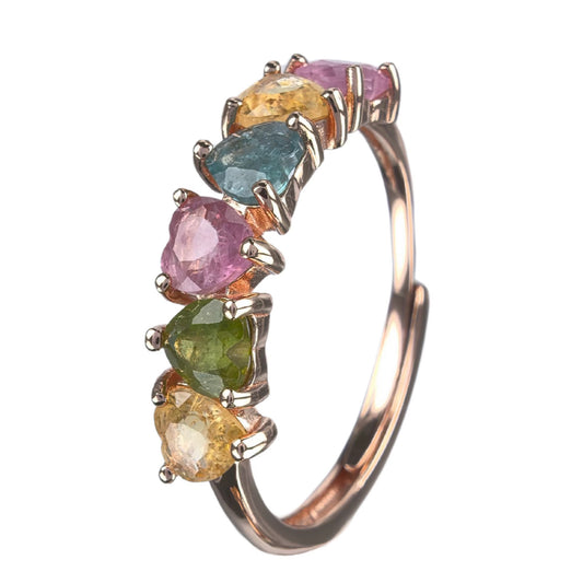Rainbow Tourmaline Heart Ring
