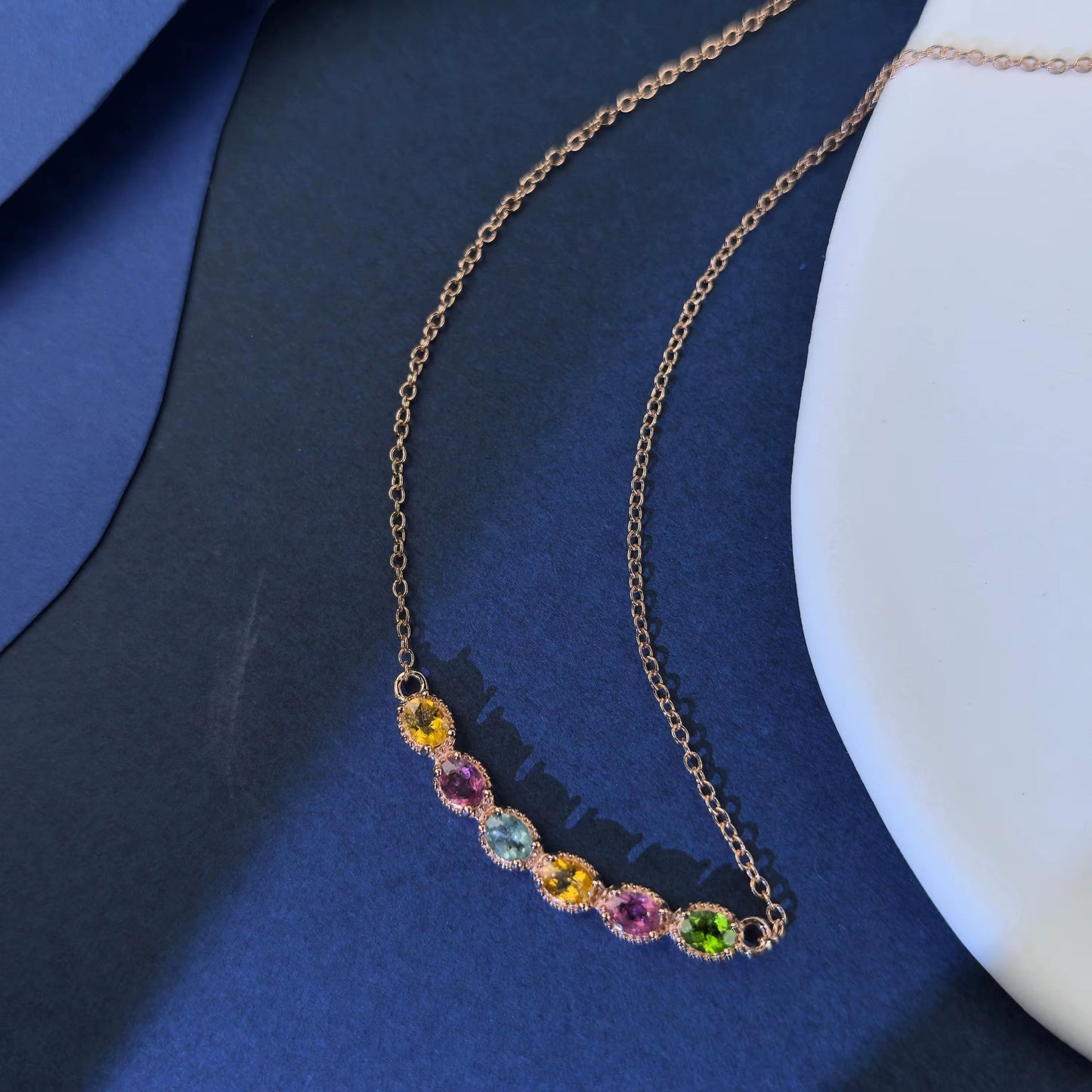 Tourmaline Rainbow Line Necklace