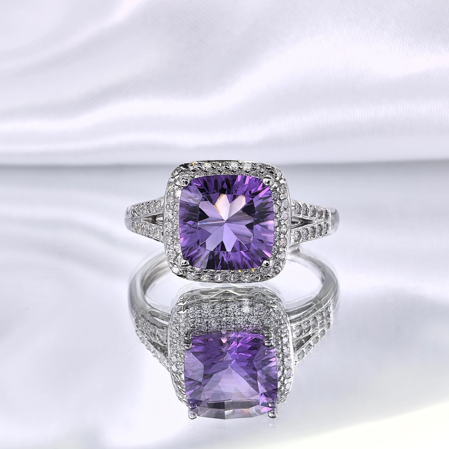 Amethyst Radiance Halo Ring