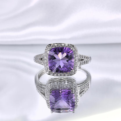Amethyst Radiance Halo Ring