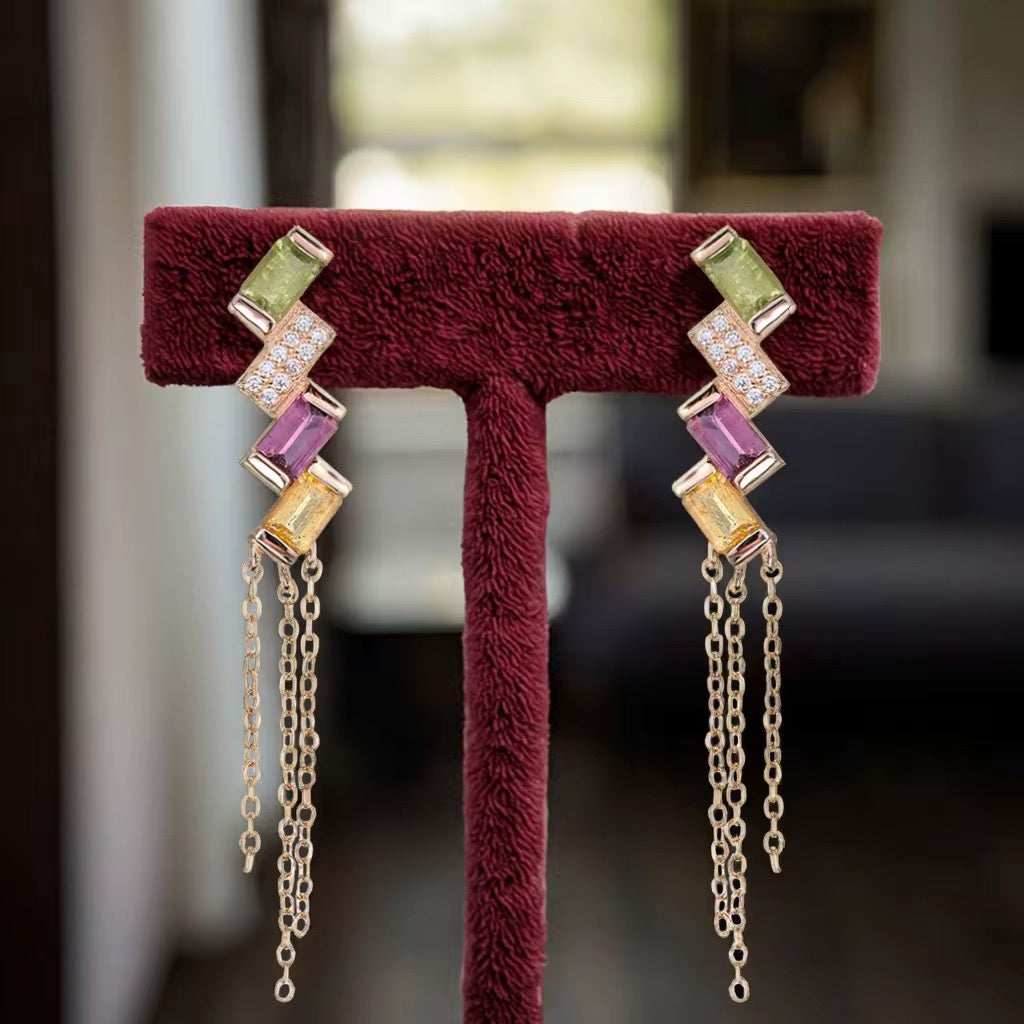 Tourmaline Trio Dangle Earrings