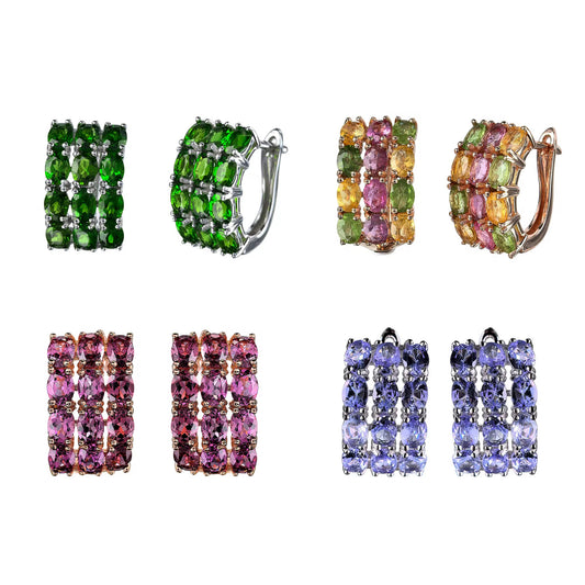 Multistone Gem Hoop Earrings