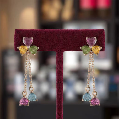 Tourmaline Clover Dangle Earrings