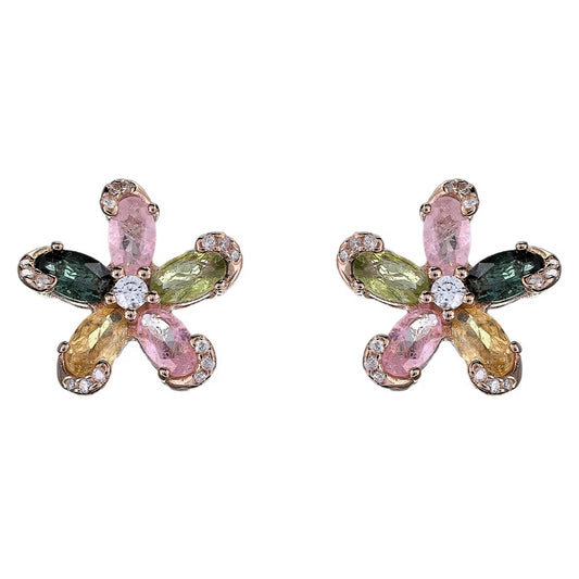 Tourmaline Blossom Stud Earrings (Detailed)