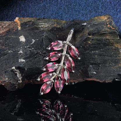 Pink Garnet Leaf Pendant