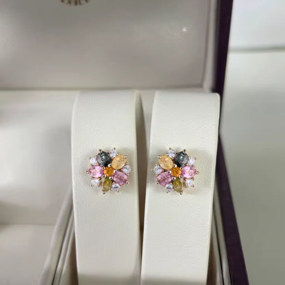 Tourmaline Blossom Stud Earrings (Full Bloom)