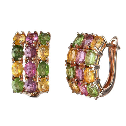 Multistone Gem Hoop Earrings