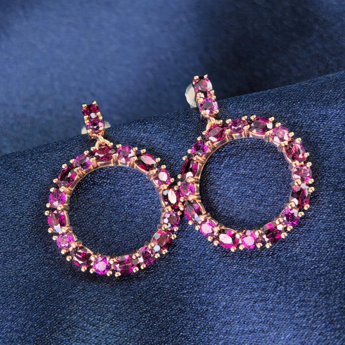 Garnet Circle Earrings