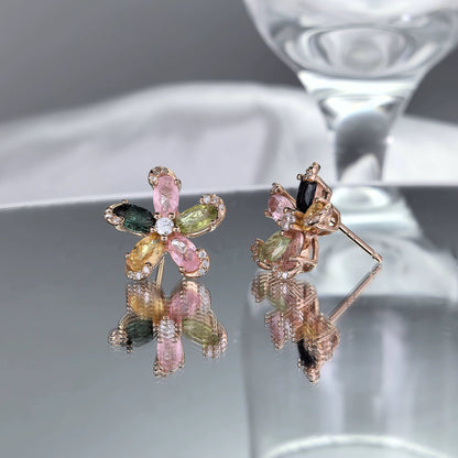 Tourmaline Blossom Stud Earrings (Detailed)