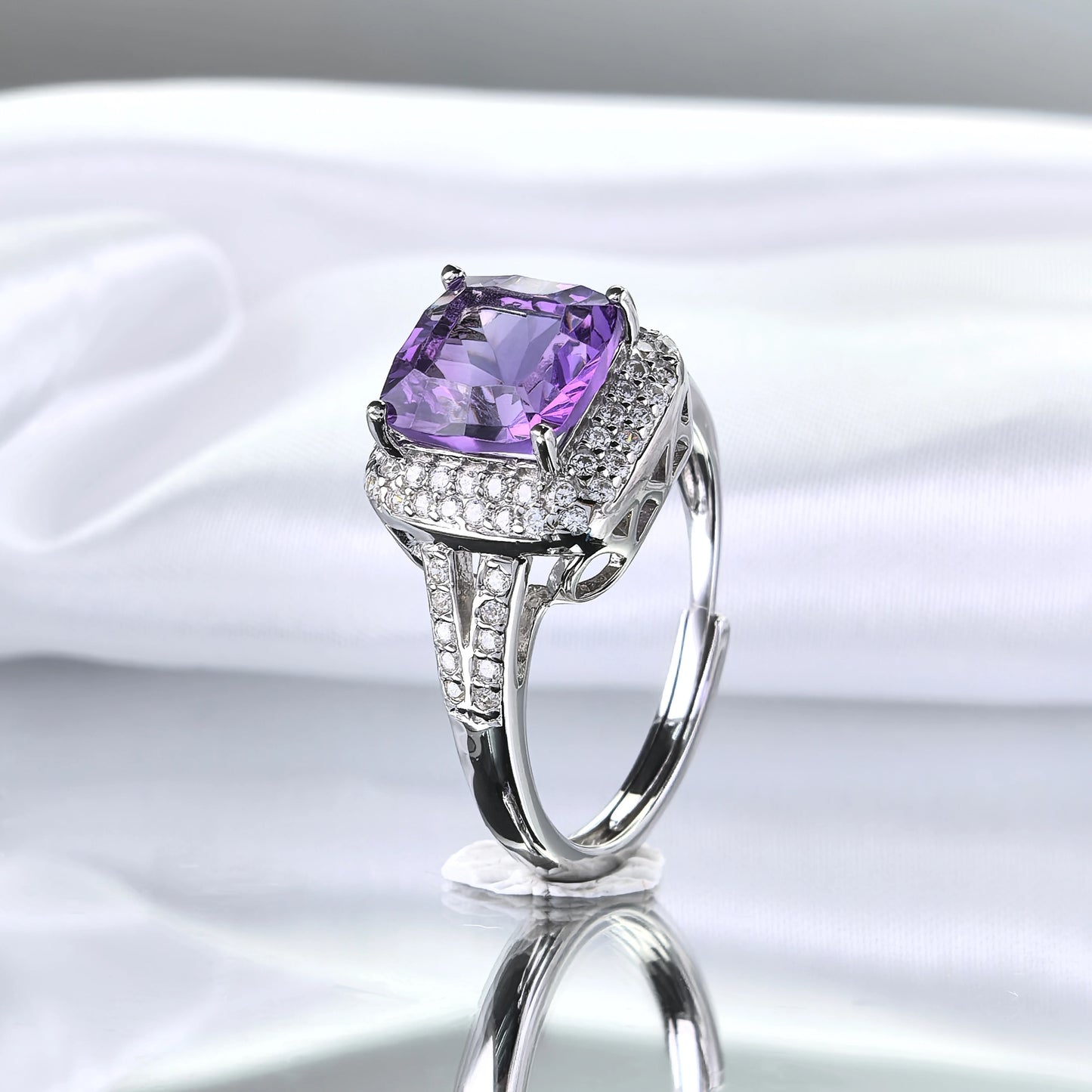 Amethyst Radiance Halo Ring