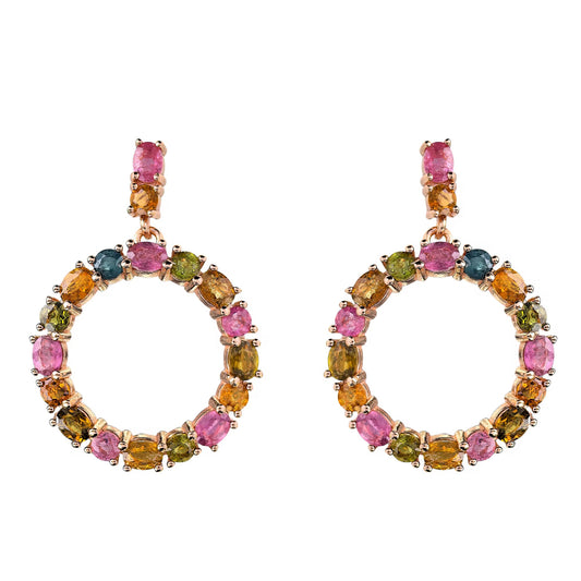 Multicolor Tourmaline Circle Earrings