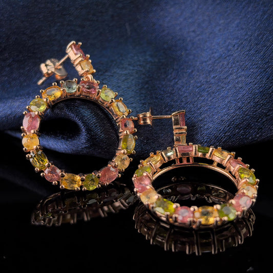 Multicolor Tourmaline Circle Earrings