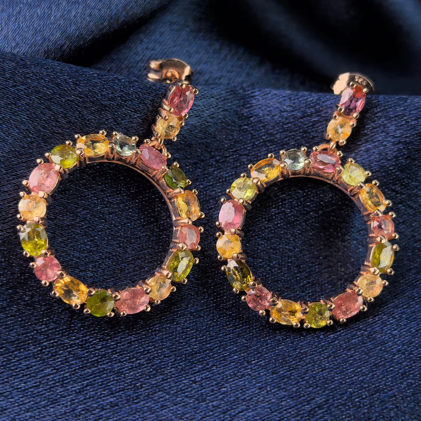 Mehrfarbige Turmalin-Kreisohrringe
