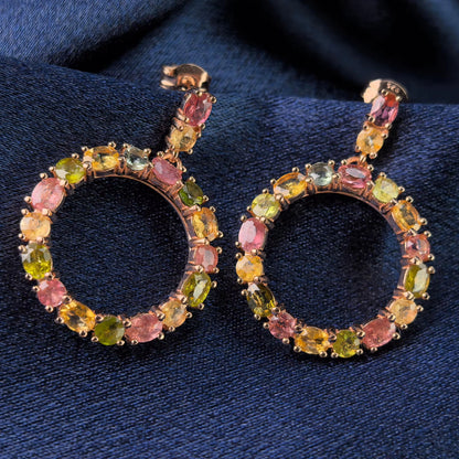 Mehrfarbige Turmalin-Kreisohrringe