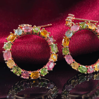 Mehrfarbige Turmalin-Kreisohrringe