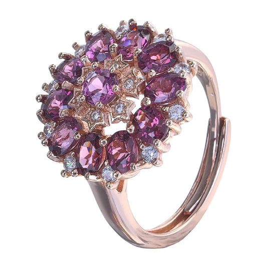 Garnet Bloom Halo Ring