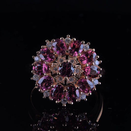 Garnet Bloom Halo Ring