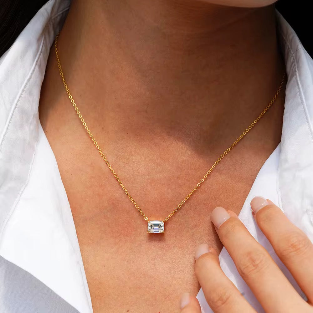 EMERALD CUT MOISSANITE NECKLACE
