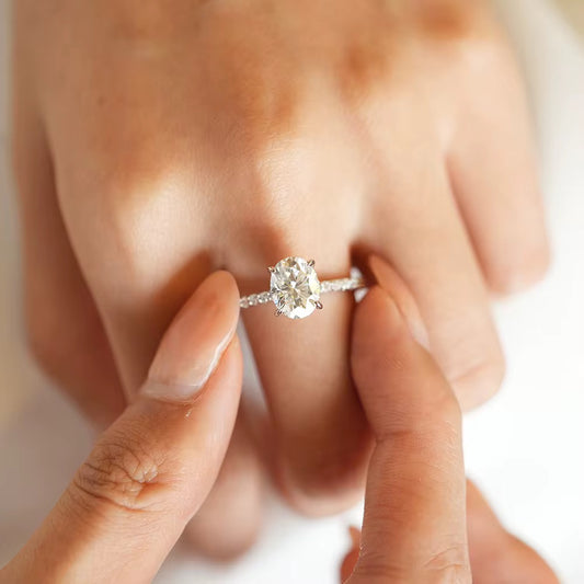 OVAL PAVÉ MOISSANITE RING