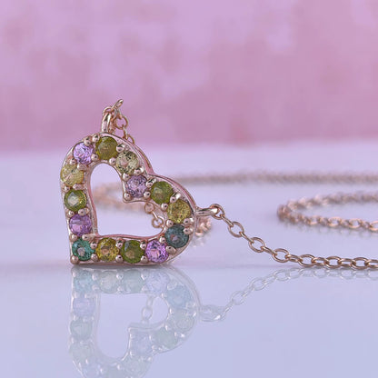 Multicolour Tourmaline Heart Necklace