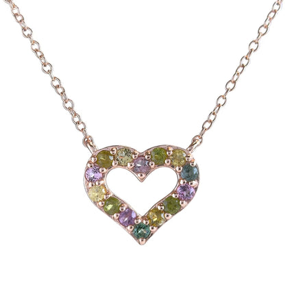Multicolour Tourmaline Heart Necklace