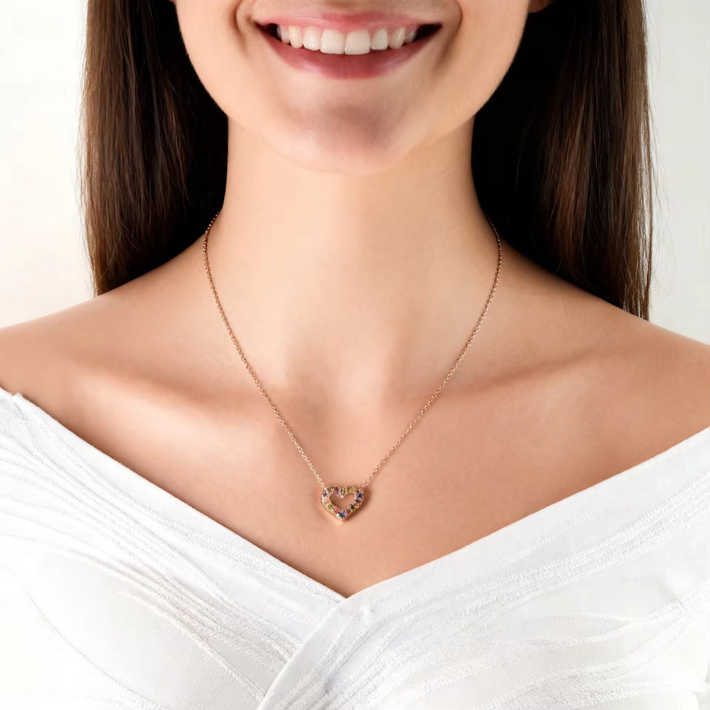 Multicolour Tourmaline Heart Necklace