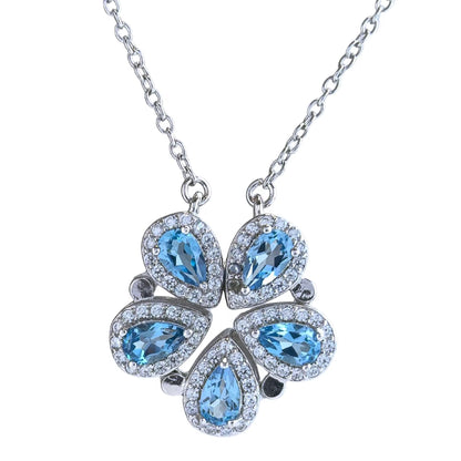 London Blue Topaz Flower Necklace