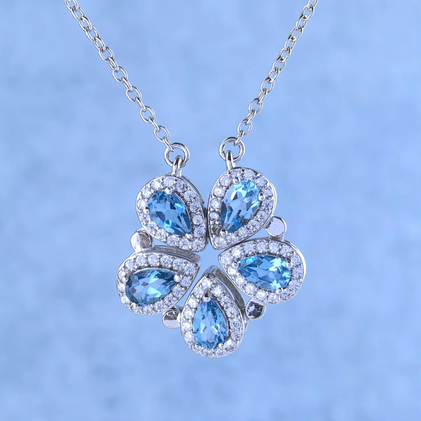 London Blue Topaz Flower Necklace