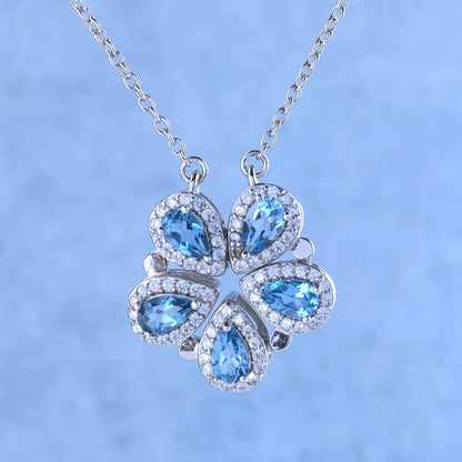 London Blue Topaz Flower Necklace