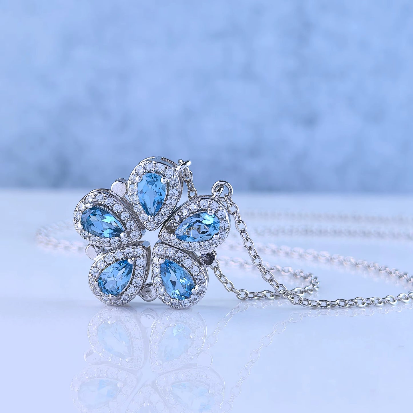 London Blue Topaz Flower Necklace