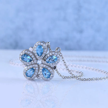 London Blue Topaz Flower Necklace
