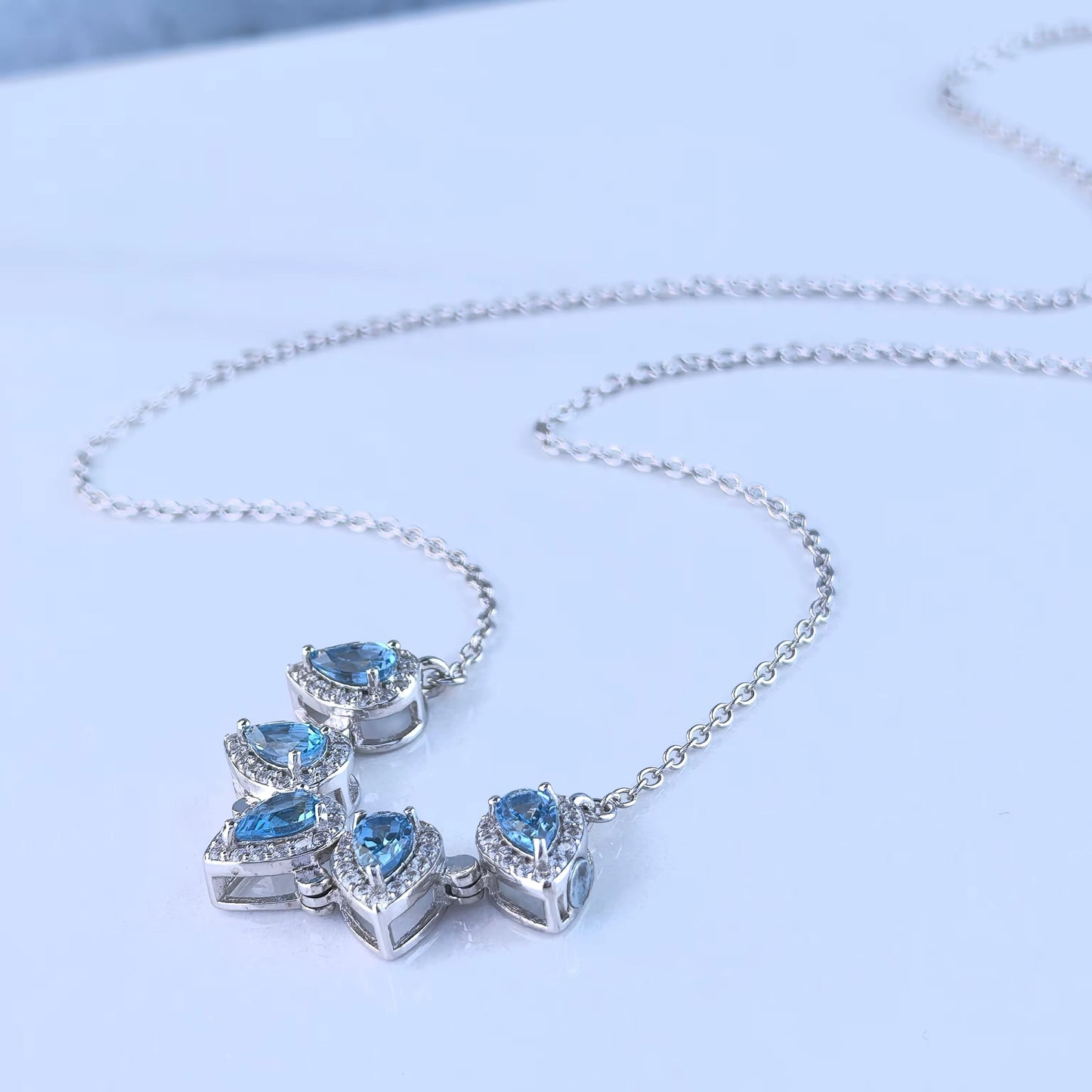 London Blue Topaz Flower Necklace