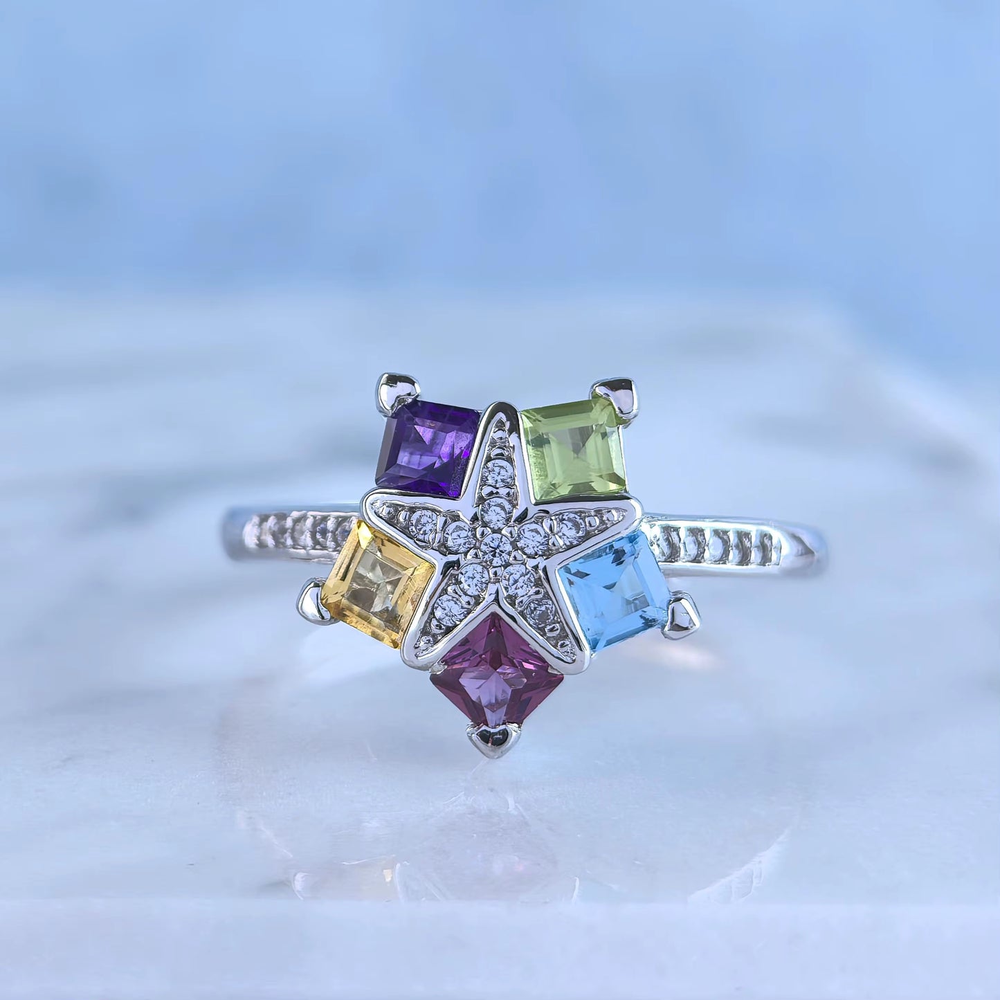 Star Mosaic Gemstone Ring
