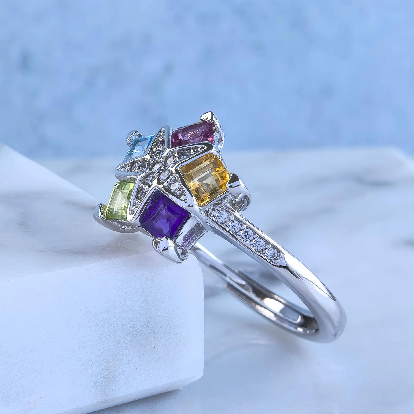 Star Mosaic Gemstone Ring