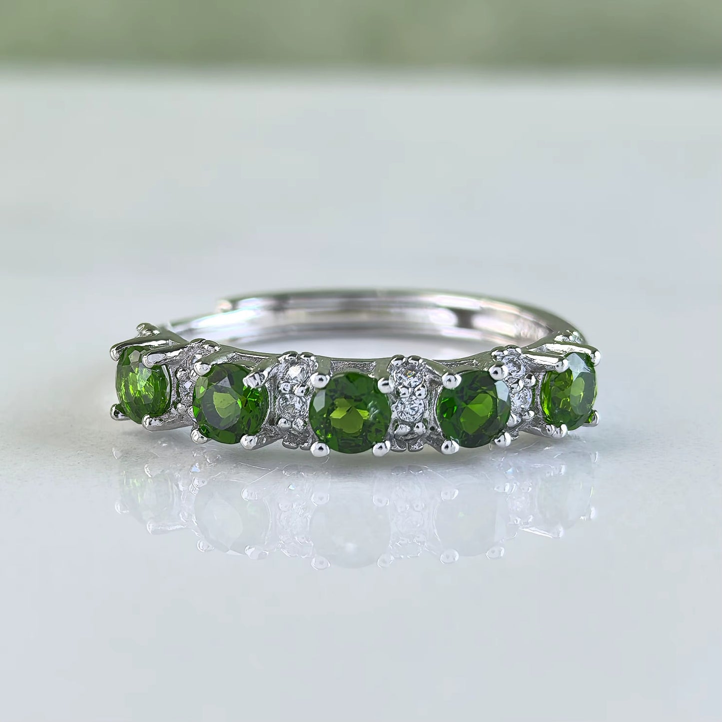 Green Diopside Eternity Ring