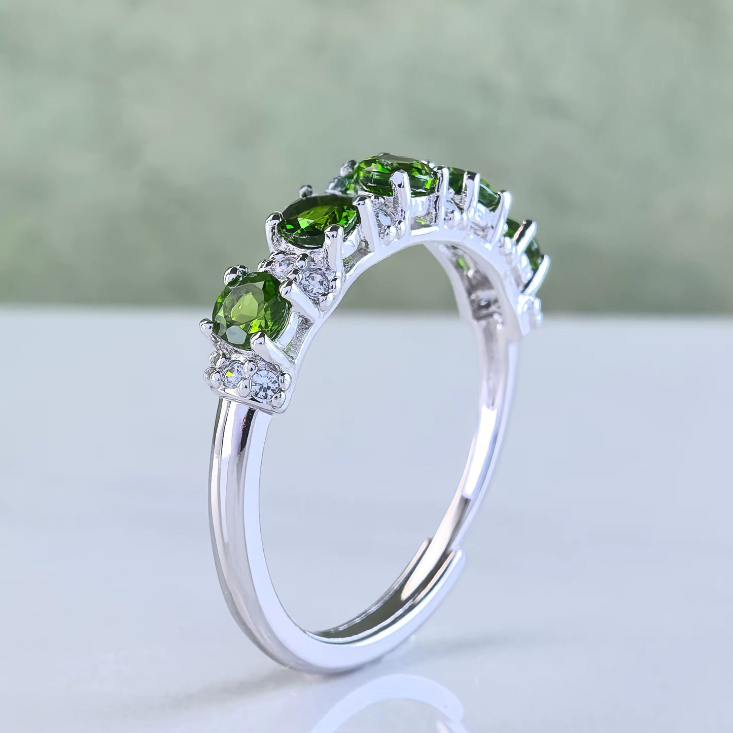 Green Diopside Eternity Ring