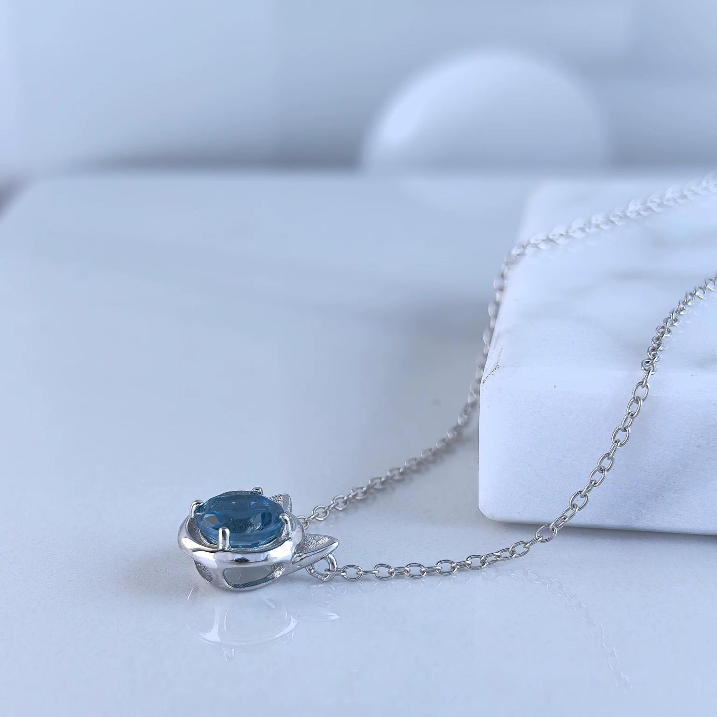 London Blue Topaz Cat Necklace