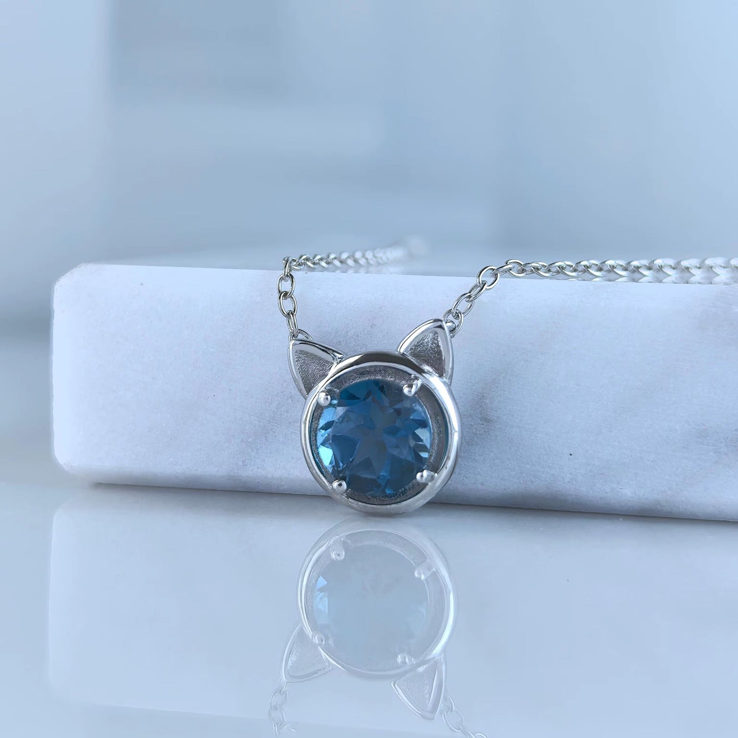 London Blue Topaz Cat Necklace