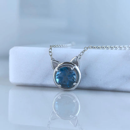 London Blue Topaz Cat Necklace