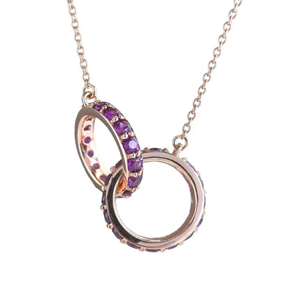Interlocking Garnet Rings Necklace